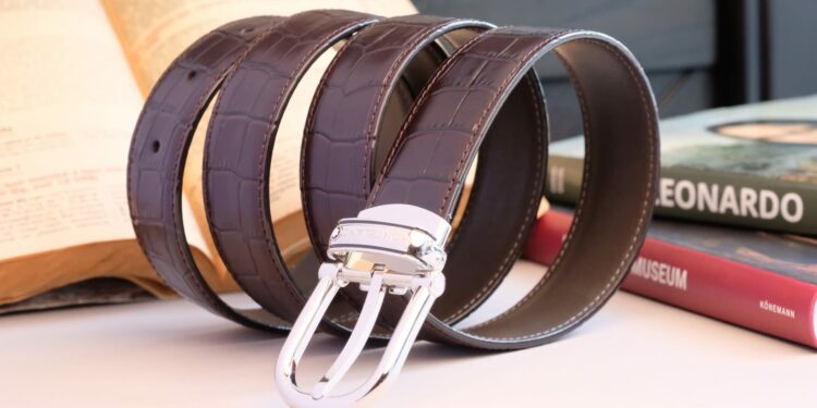 Thắt Lưng Dập Vân Dành Cho Quý Ông - Montblanc Classic Line Brown Chrome-Tanned Leather Belt 114391 2022 1106 12072000 01