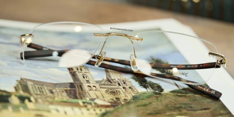 Gọng kính Montblanc Rimless Eyeglasses MB0221O - Chiếc kính kết hợp giữa nhựa hoa văn đồi mồi và kim loại mạ vàng DSCF4691 scaled 1